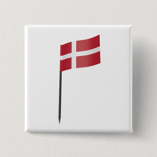 Badge Carré 5 Cm Drapeau du Danemark (Devant)