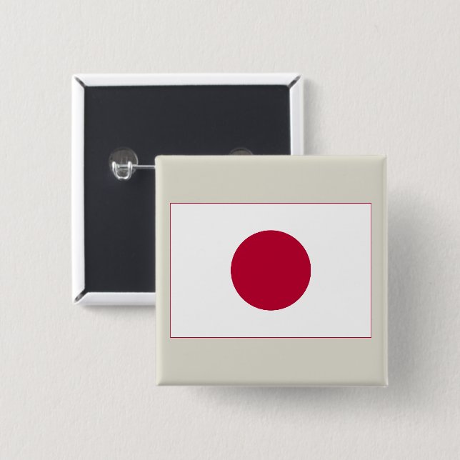 Badge Carré 5 Cm Drapeau du Japon : Hinomaru, Nisshōki, Red Rising  (Devant & derrière)