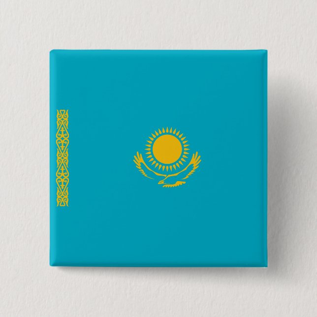 Badge Carré 5 Cm Drapeau du Kazakhstan (Devant)