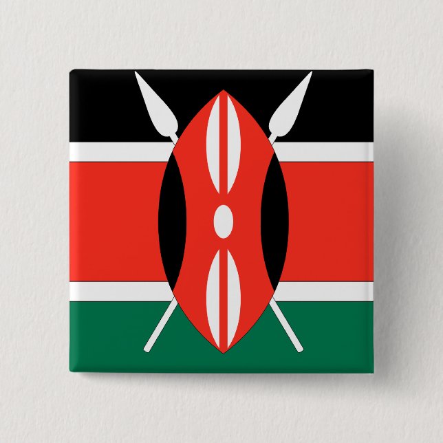 Badge Carré 5 Cm Drapeau du Kenya (Devant)