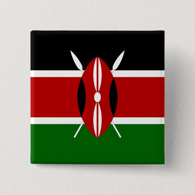 Badge Carré 5 Cm Drapeau du Kenya (Devant)