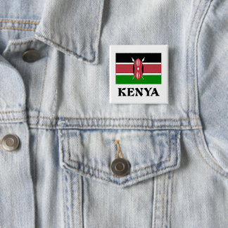 Badge Carré 5 Cm Drapeau du Kenya, étiqueté