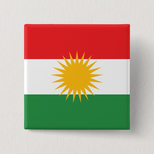 Badge Carré 5 Cm Drapeau du Kurdistan (Devant)
