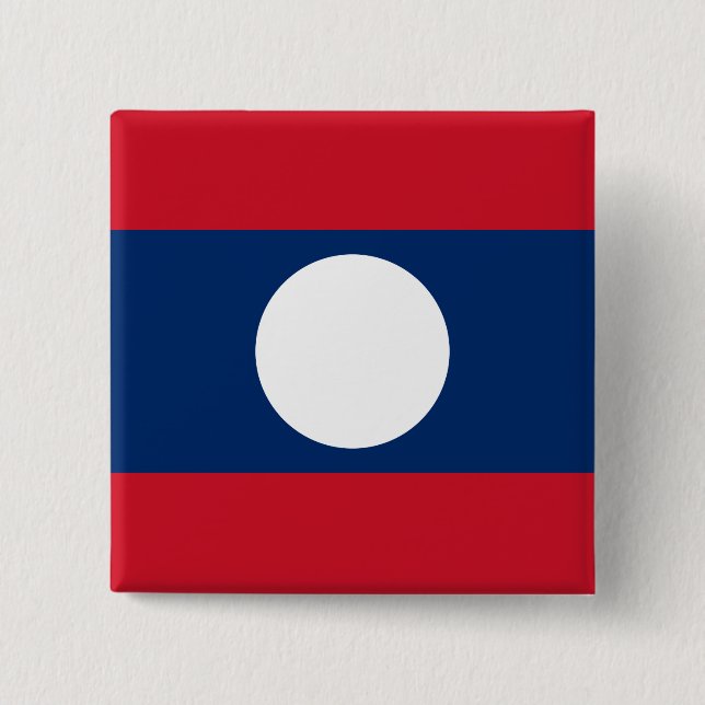 Badge Carré 5 Cm Drapeau du Laos (Devant)