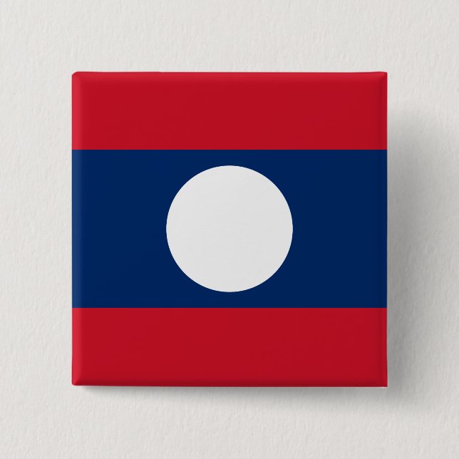 Badge Carré 5 Cm Drapeau du Laos (Devant)