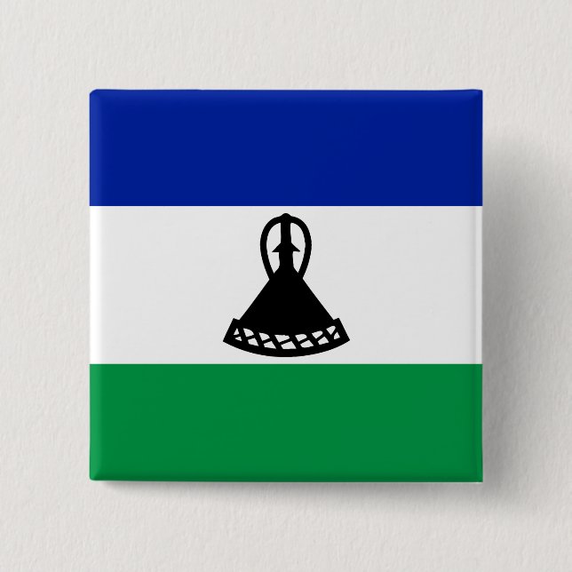 Badge Carré 5 Cm Drapeau du Lesotho (Devant)
