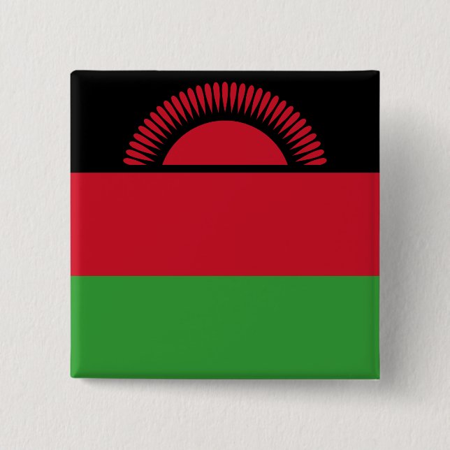 Badge Carré 5 Cm Drapeau du Malawi (Devant)