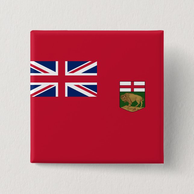 Badge Carré 5 Cm Drapeau du Manitoba (Devant)