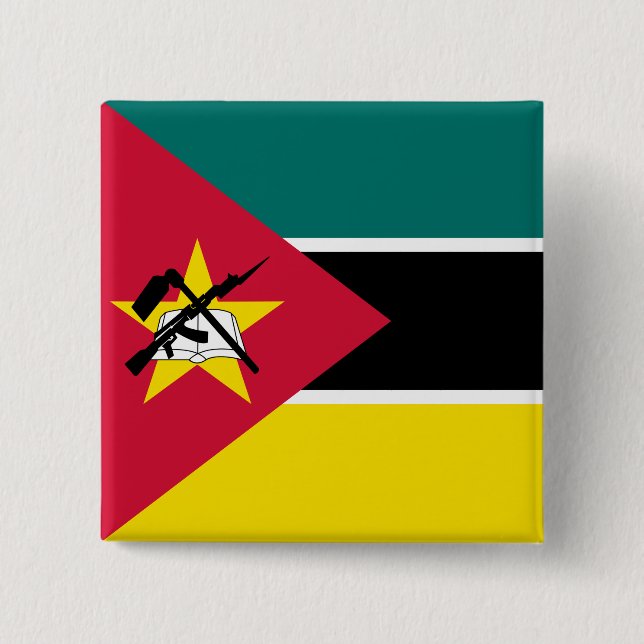 Badge Carré 5 Cm Drapeau du Mozambique (Devant)