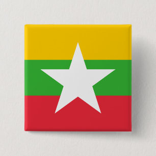 Badge Carré 5 Cm Drapeau du Myanmar