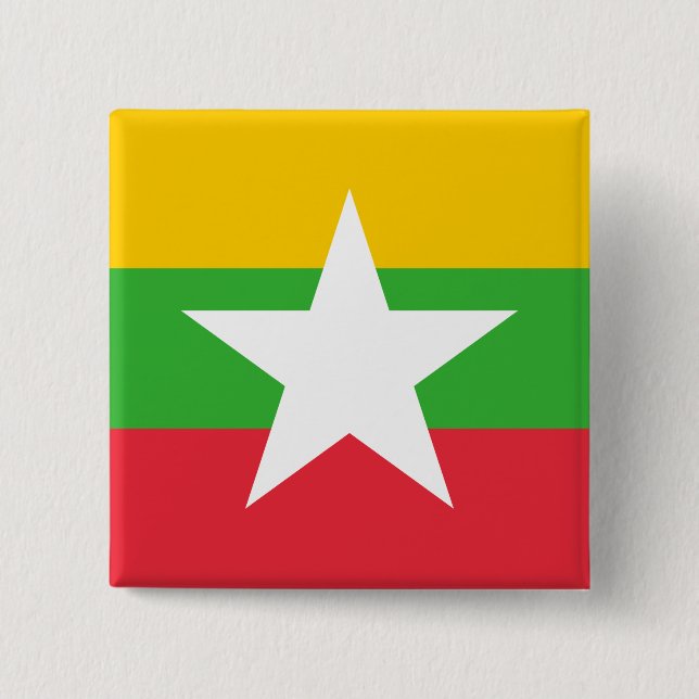 Badge Carré 5 Cm Drapeau du Myanmar (Devant)