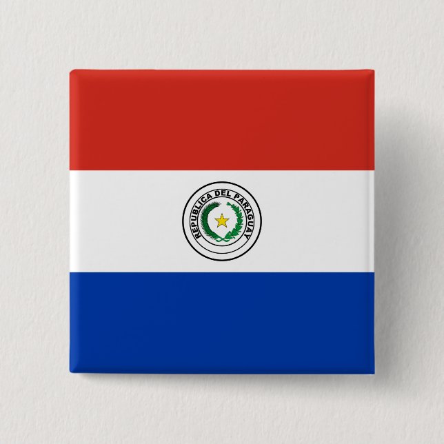 Badge Carré 5 Cm Drapeau du Paraguay (Paraguay) (Devant)