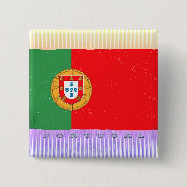 Badge Carré 5 Cm Drapeau du Portugal (Devant)