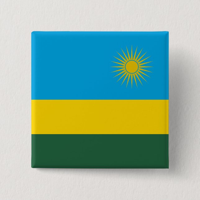 Badge Carré 5 Cm Drapeau du Rwanda (Devant)