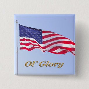 Badge Carré 5 Cm drapeau d'u s, gloire d'ol