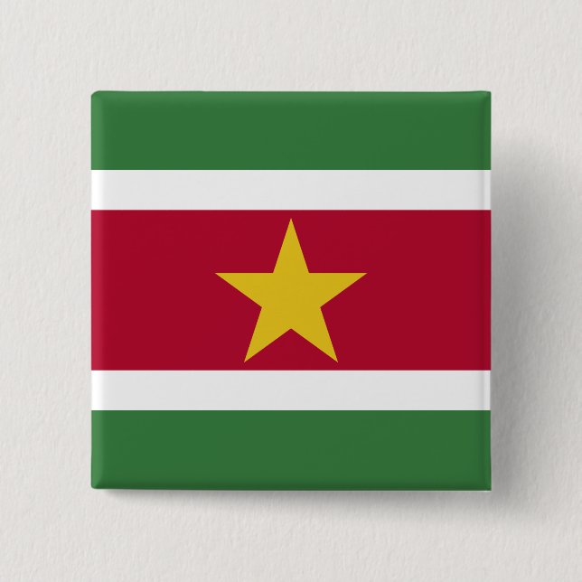 Badge Carré 5 Cm Drapeau du Suriname (Devant)