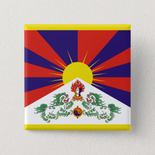 Badge Carré 5 Cm Drapeau du Tibet libre
