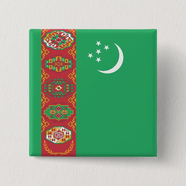 Badge Carré 5 Cm Drapeau du Turkménistan (Devant)