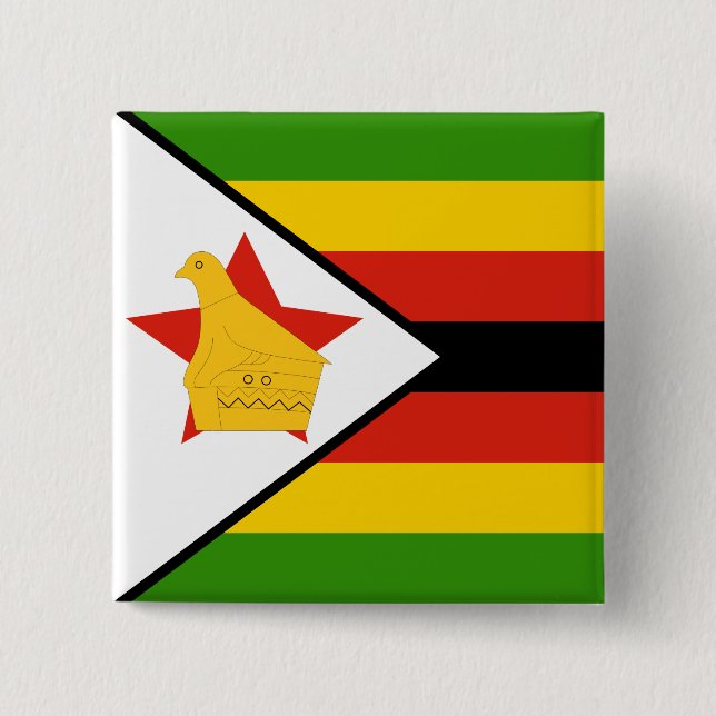 Badge Carré 5 Cm Drapeau du Zimbabwe (Devant)