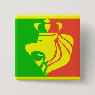 Badge Carré 5 Cm Drapeau et lion de reggae de Rasta