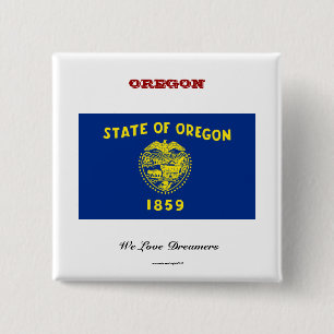 Badge Carré 5 Cm Drapeau et slogan de l'État de l'Oregon