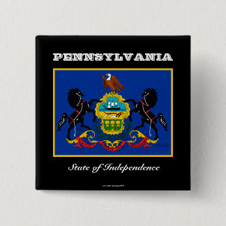 Badge Carré 5 Cm Drapeau et slogan de Pennsylvanie