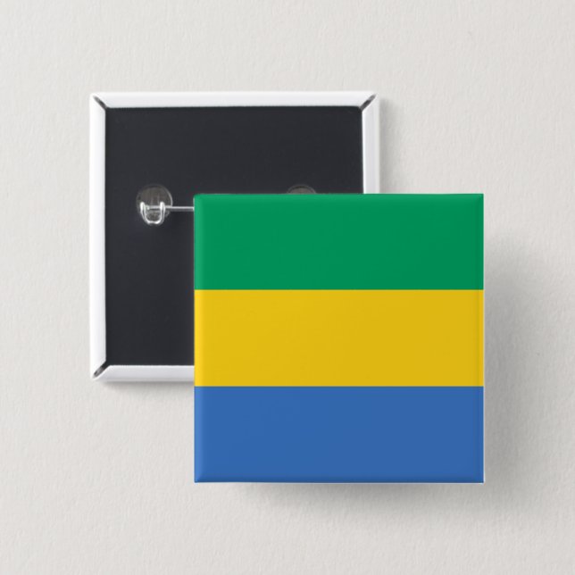Badge Carré 5 Cm Drapeau gabonais (Gabon) (Devant & derrière)
