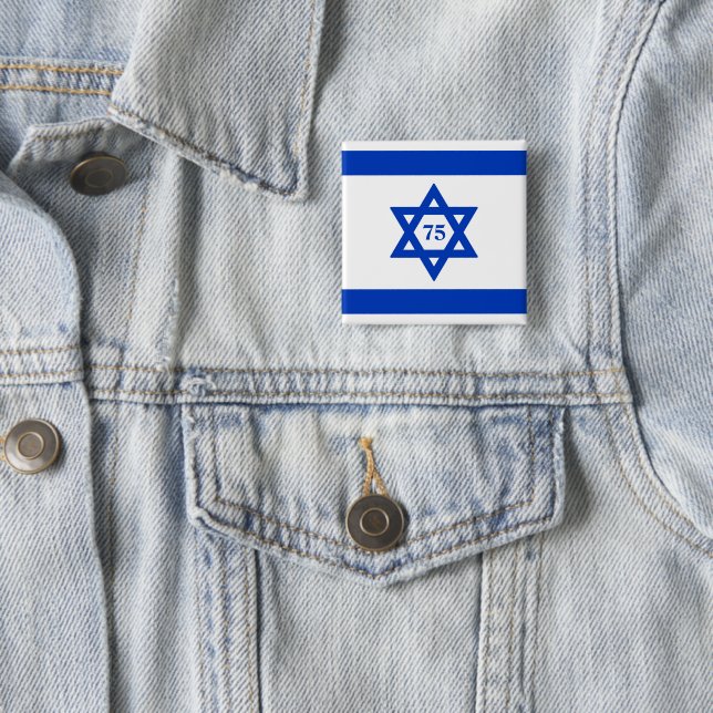Badge Carré 5 Cm Drapeau Israël (En situation)