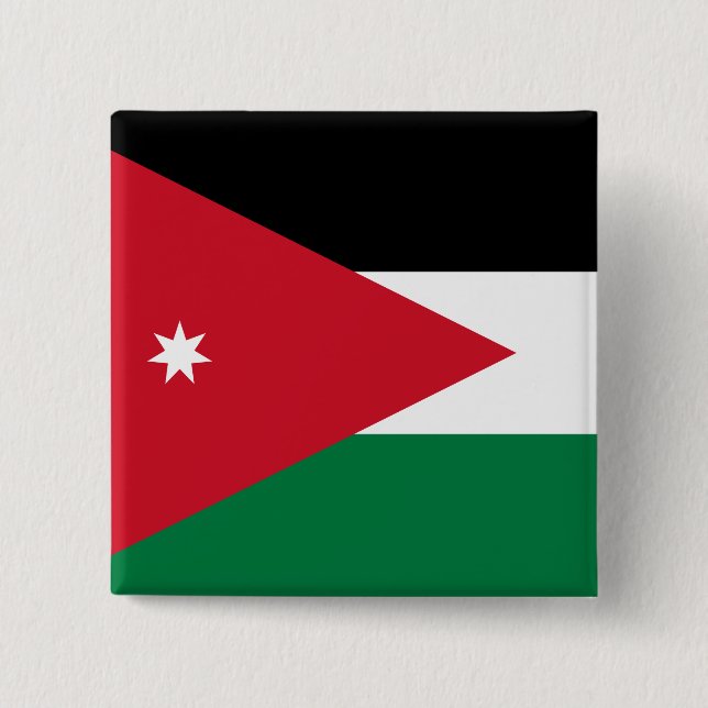 Badge Carré 5 Cm Drapeau Jordanie (Devant)