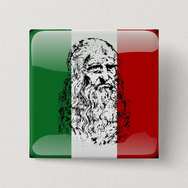 Badge Carré 5 Cm Drapeau laqué italien (Devant)