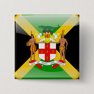 Badge Carré 5 Cm Drapeau laqué jamaïcain
