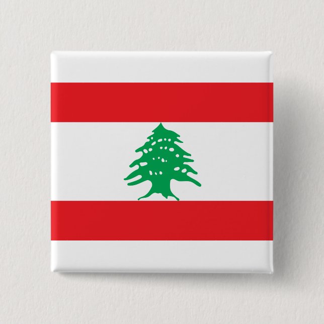 Badge Carré 5 Cm Drapeau libanais (Drapeau libanais) (Devant)