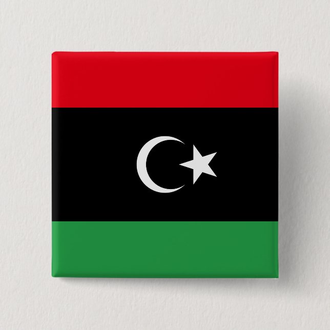 Badge Carré 5 Cm Drapeau libyen (Devant)