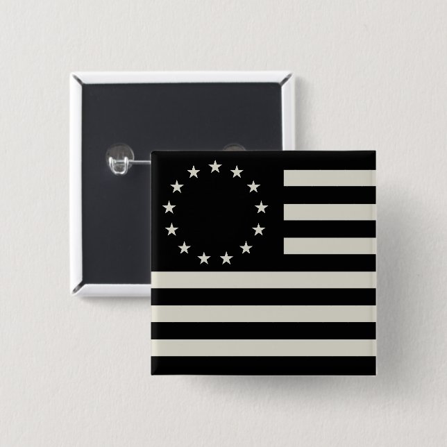 Badge Carré 5 Cm Drapeau Manga, Betsy Ross ou Drapeau Cercle Améric (Devant & derrière)