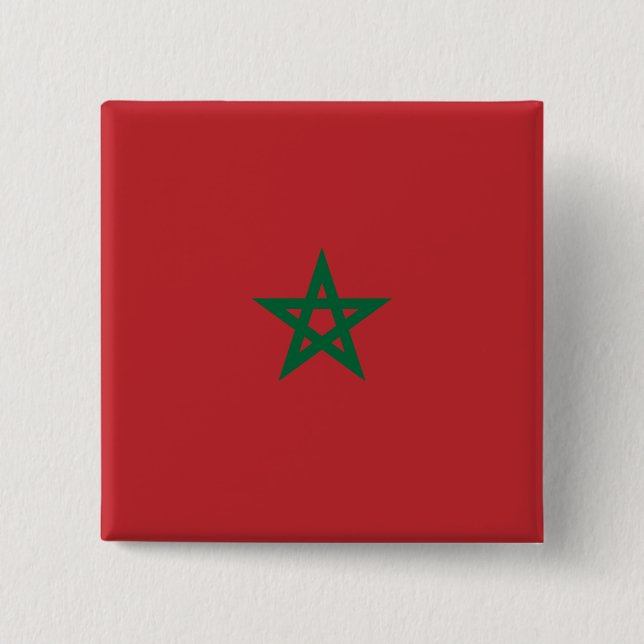Badge Carré 5 Cm Drapeau Maroc (Devant)