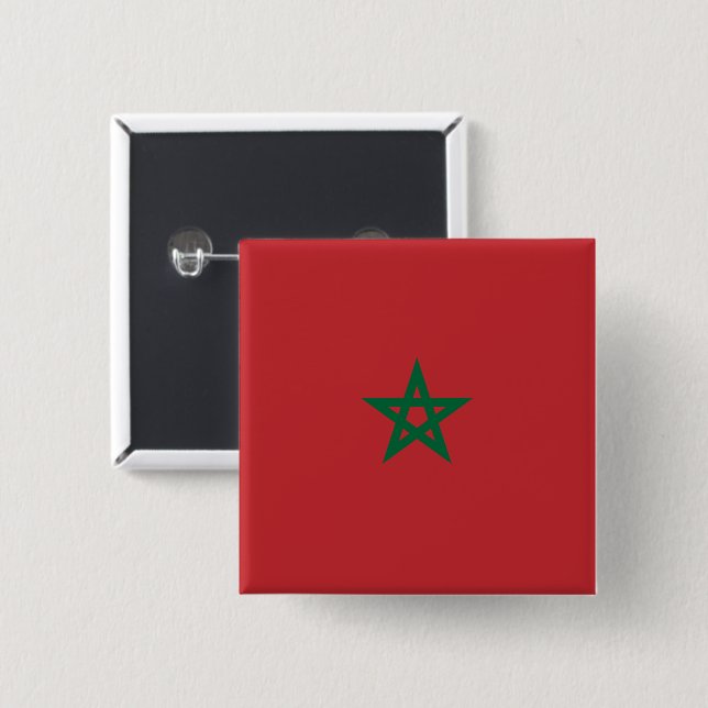 Badge Carré 5 Cm Drapeau marocain (Devant & derrière)
