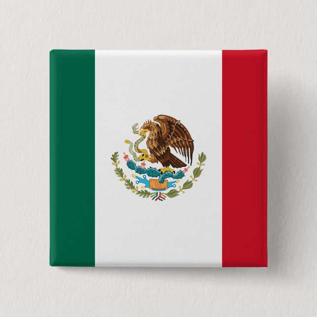 Badge Carré 5 Cm Drapeau mexicain (Devant)