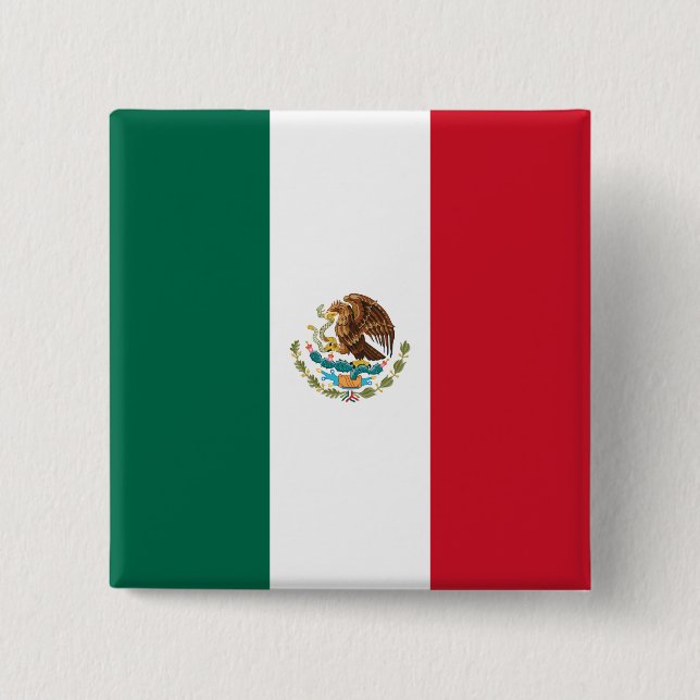 Badge Carré 5 Cm Drapeau mexicain (Devant)