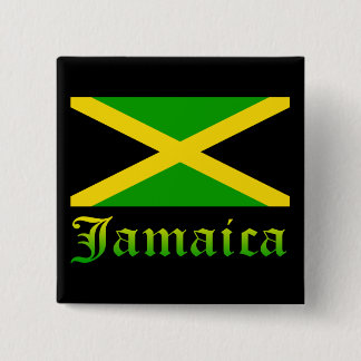 Badge Carré 5 Cm Drapeau, noir, vert et jaune de la Jamaïque