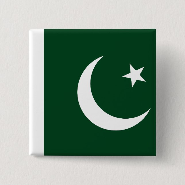 Badge Carré 5 Cm Drapeau pakistanais (Devant)
