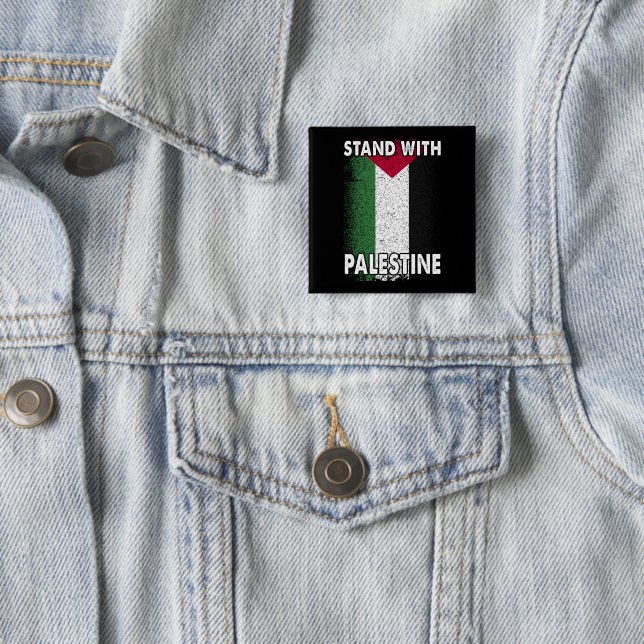 Badge Carré 5 Cm Drapeau palestinien sans Palestine (En situation)