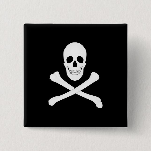 Badge Carré 5 Cm Drapeau Pirate (Jolly roger) (Devant)