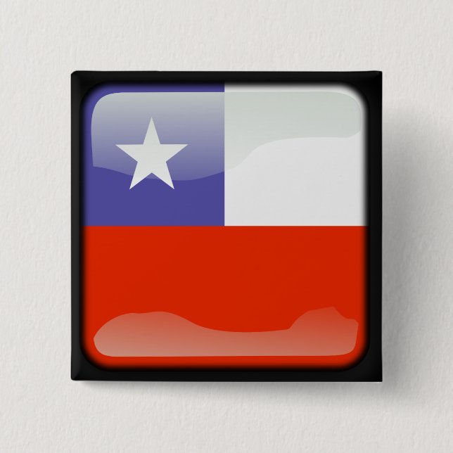 Badge Carré 5 Cm Drapeau poli chilien (Devant)