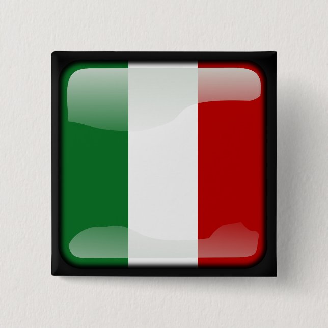 Badge Carré 5 Cm Drapeau poli italien (Devant)