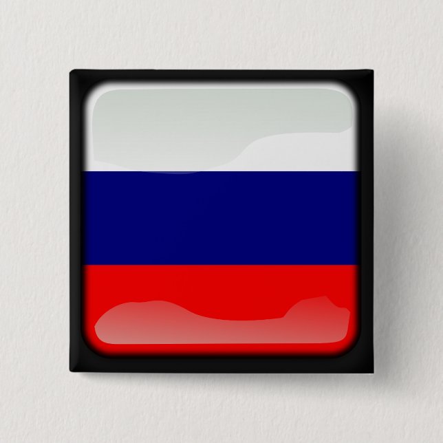 Badge Carré 5 Cm Drapeau poli russe (Devant)