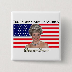 Badge Carré 5 Cm Drapeau Princess Diana USA