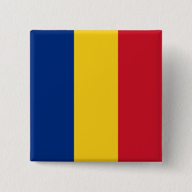 Badge Carré 5 Cm Drapeau roumain (Roumanie) (Devant)