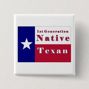 Badge Carré 5 Cm Drapeau texan natif de 1ère génération