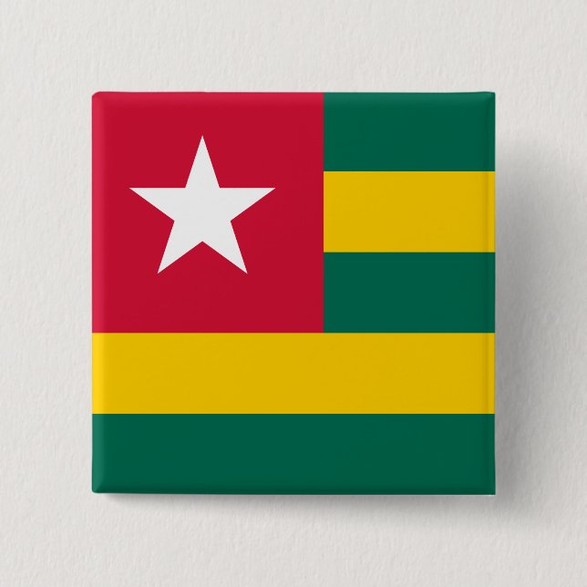 Badge Carré 5 Cm Drapeau Togo (Devant)