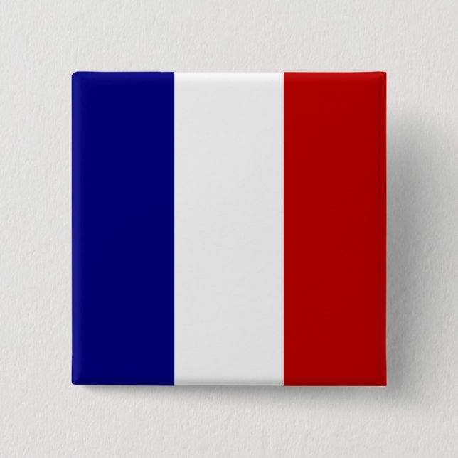 Badge Carré 5 Cm Drapeau totalement français (Devant)